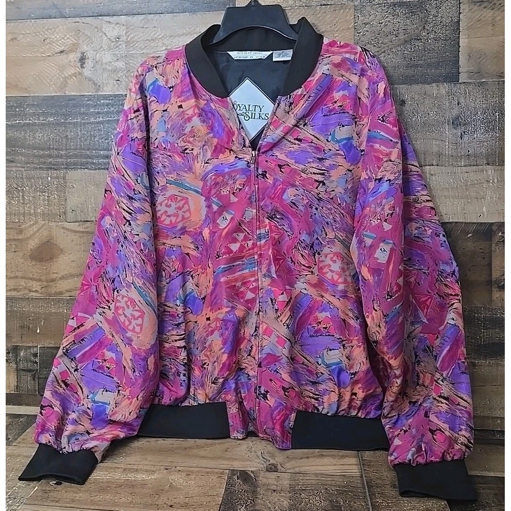 Vintage Pink Silk Jacket Women Medium Pockets Yacht Cruise Travel Nautical